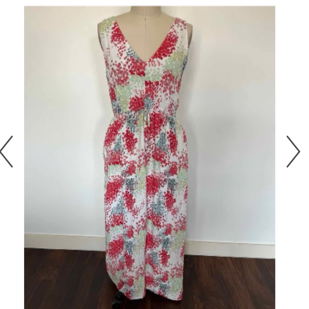 NWT - Lucky Brand White Maxi Dress Beachy Flowy Women’s Floral Pattern - Medium